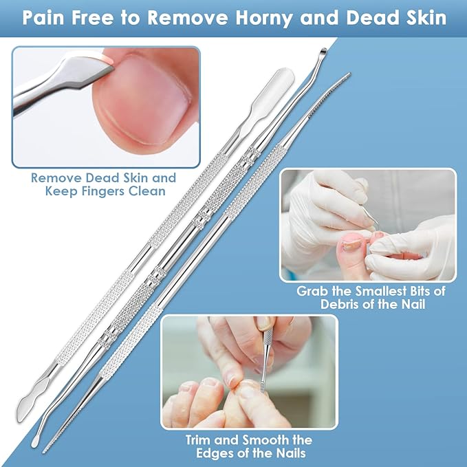 Modacraft 8 PCS Podiatrist Toenail Clippers, Professional Heavy Duty Ingrown & Thick Toe Nail Clippers for Men & Seniors, Pedicure Tools kit with Nail Cutter Super Sharp Curved Blade Manicure Tools