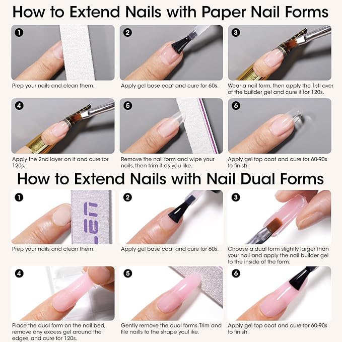 GELLEN Builder Gel for Nails - 4 Colors Red Black Pink Milky Jelly White Nail Extension 10 In 1 Hard Gel Sculpting Apex Building Salon at Home for Beginner & Professional, UV & LED Lamp Cured
