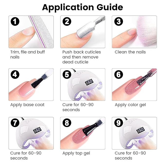 RARJSM Nude Glitter Rubber Base Gel Nail Polish Rose Pink Sparkle Rainbow Iridescent Sheer Rubber Base for Nails Brush on Extend Builder Hard Gel Curing Requires 15ml Home Salon French Manicure