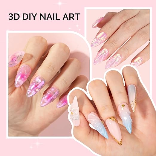 MelodySusie 3D Nail Gel for Sculpting, Clear Nail Art Glue for Drawing, Charms, Rhinestones Chrome Powder No Wipe UV/LED Light Cured Sculpting Gel for 3D Nail Art Designs Salon DIY Use 2PCS