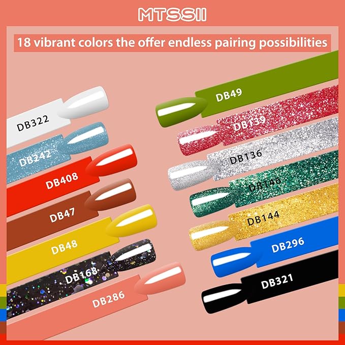 MTSSII Christmas Gel Polish 18PCS Reflective Glitter Gel Nail Polish Set 14 Colors Silver Blue Brown Nail Polish Kit DIY Manicure Gifts