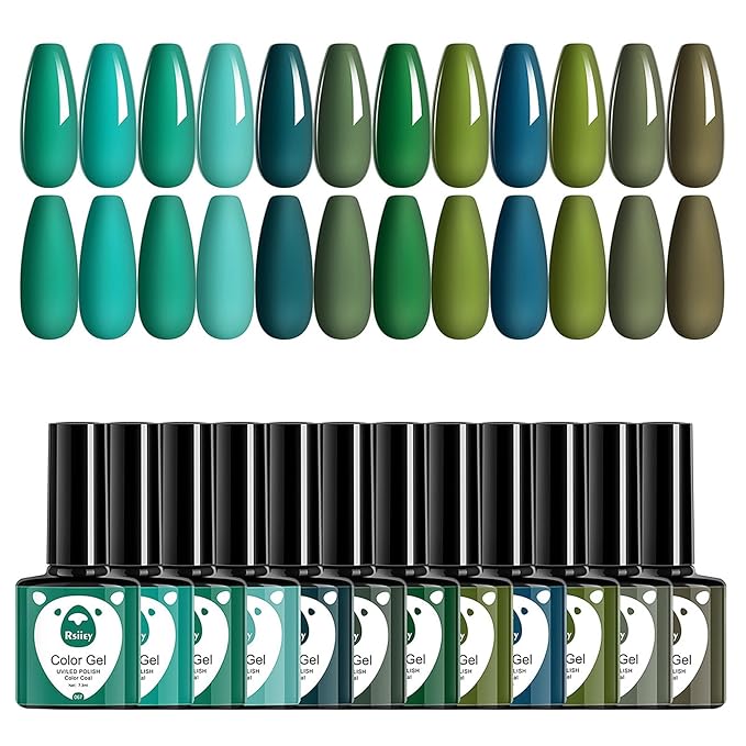 Classic Gel Nail Polish Set, 12 Colors Nude Gray Pink, Nail Polish Gel Manicure Kit (Forest of energy, 12pcs)