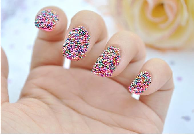Nail Art Caviar Beads Colorful Micro Crystals Beads 3D Manicures Mini Pearls Decorations 12Jars
