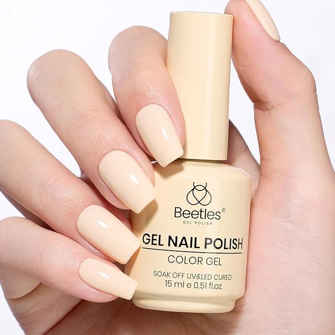 Beetles Pastel Yellow Gel Nail Polish - Soft Butter Yellow Gel Nail Polish, 15ML/0.51Fl Oz. Same Color Same Bottle, Soak Off UV LED Lamp Pastel Nails Art, Long-Lasting Manicure Salon DIY Spring Nails