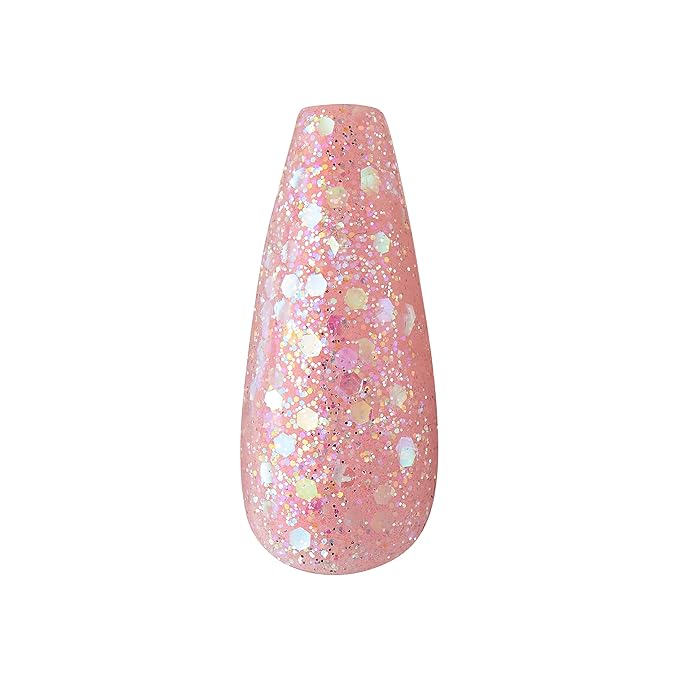 KISS Gel Fantasy Press On Nails, Nail glue included, 'Be Jelly', Pink, Long Size, Coffin Shape, Includes 28 Nails, 2g Glue, 1 Manicure Stick, 1 Mini File, 1 Adhesive Tab