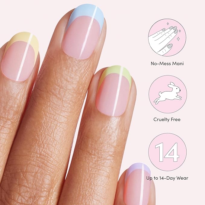 Dashing Diva Glaze Nail Strip Set - Pastel Baby - Long Lasting, Chip Resistant, Semi-Cured Gel Nails - 4-Piece Manicure Kit with 32 Strips