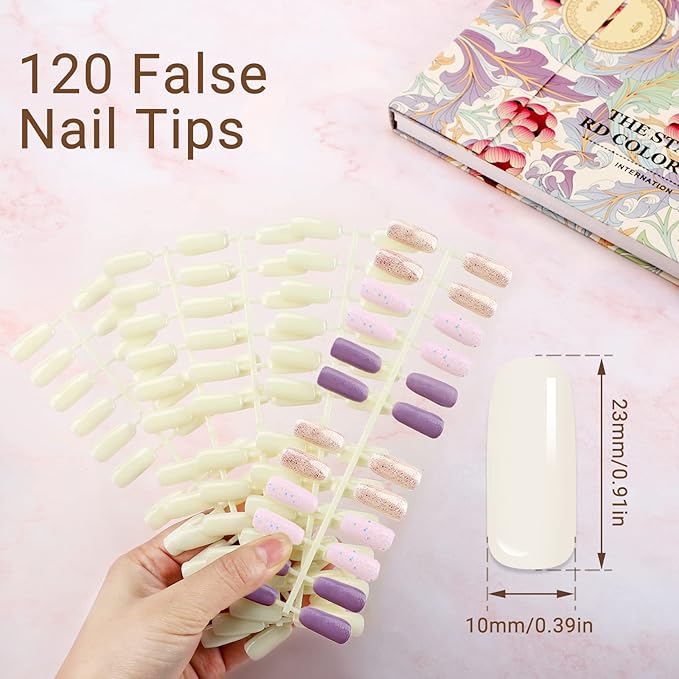 Segbeauty 120 Nail Colors Chart Display, Nail Polish Organizer Swatches Cardboard with 120 False Nails Tips, Salon Nails Gel Polish Color Card Book Swatches Stick Supplies Showing Board Tool