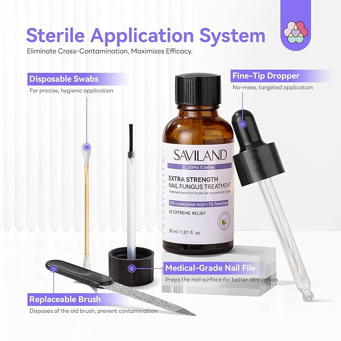 SAVILAND Toenail Fungus Treatment Extra Strength: 2X Extreme Nail Repair for Discolored and Damaged Nails Toenail Softener Yellow Toenail Foot Toe Thick Nail Fungus Treatments Solution 1 fl oz