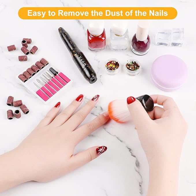 Portable Electric Nail Drill Machine, 20000RMP Nail Drills for Acrylic Nails Professional Manicure Pedicure Set Polishing Shape Tools with Nail Drill Bits,Sanding Bands and Brush(Gold Black)