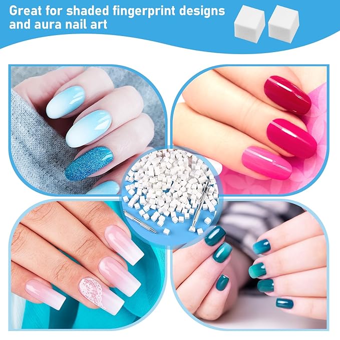 300PCS Soft Sponges for Ombre Nail Art With 2PCS Grabbing Pen - Gradient and Manicure Accessories, Professional Supplies for Brush and Nail Art