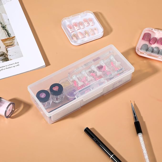 12Pcs Clear Manicure Tool Box, Personal Nail Box Storage Case for Organizing, Plastic Nail Tool Box for Manicure Pedicure Kit