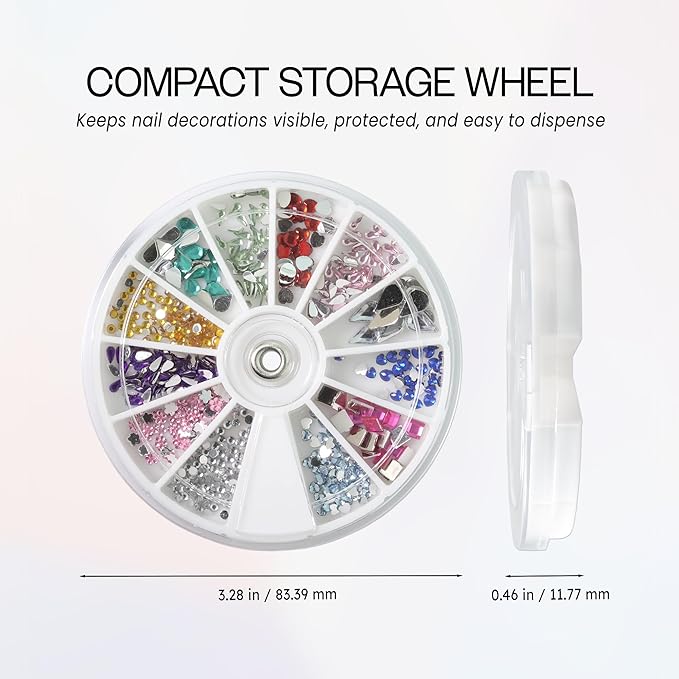 Nail Art Rhinestones Fake Pearl Gems Jewelry Decorations Manicure Wheel (20 Wheels, Large Multi Color)