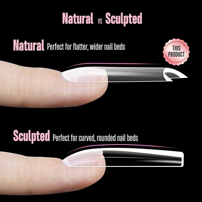 NOVO OVO Halloween XXL Square Nail Tips with Sharp Point & Moon Curve, Extra Thick False Nails Press on, matte Full Cover Soft Gel Extension French Tips Fake Nail Acrylic kit for DIY X 15 Size 180pcs