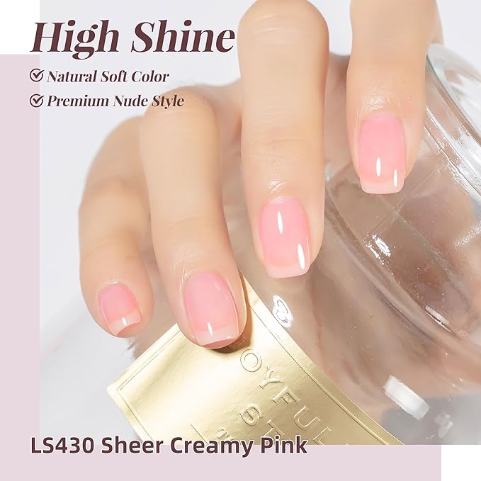 YTD Likomey Nude Gel Nail Polish,15ml Sheer Cream Pink Translucent Neutral Jelly Salon Home DIY Nails Art Manicure UV Nail Gel Varnish,LS430
