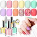 SAVILAND Nail Polish Set Quick-Dry: Summer Jelly Pastel Pink Nail Polish Kit Base-Top Coat 0.34 oz Macarons Candy Transparent Nudes Bluk Polish Non Gel for Finger Toe French DIY Set Women Home