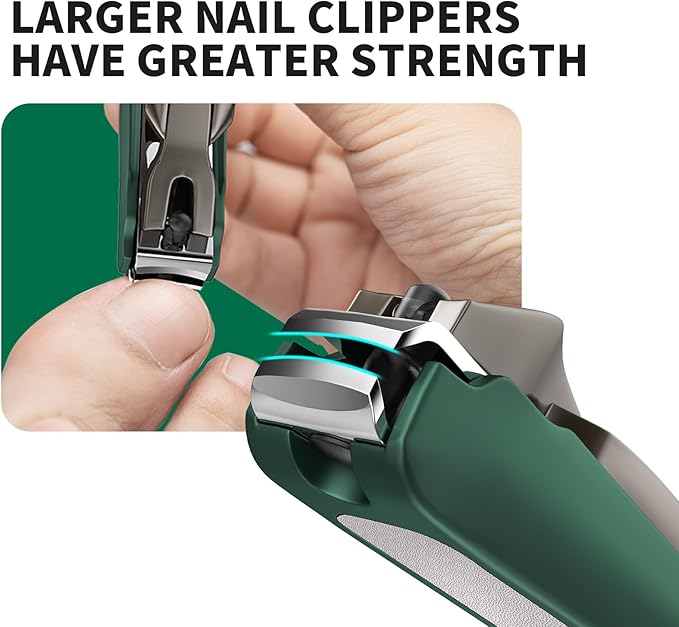 Nail Clippers for Men with Catcher, 2-Pack Large & Small Anti-Splash Nail Clippers for Fingernails & Toenails, Sharp Stainless Steel Heavy-Duty Self-Collecting Nail Cutter for Men Women
