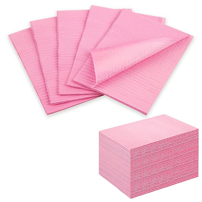 Gusnilo Nail Art Table Mat - Disposable Nail Paper Towels (50PCS) - Pink Waterproof 3-Ply Nail Art Paper 13" X 18" Pads for Nail Table Decoration Kit, Nail Art Accessories