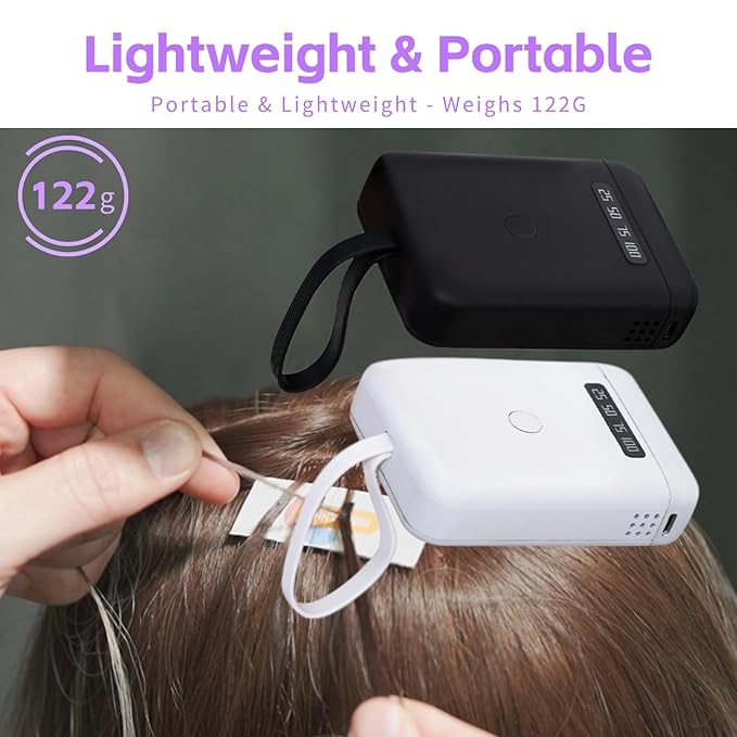 V Light Hair Extension Kit, Light Hair Extension Machine, Portable Fast Curing Glue Wig LED Lamp for Home Salon (405nm white)