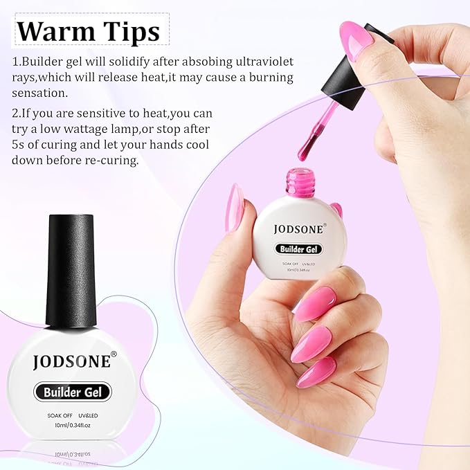 JODSONE Builder Gel for Nails,4Pcs Builder Gel Set 10ml,Nail Extension & Strengthening,Green Yellow Purple & Rose Red,Long Lasting Nail Art Gift Sets for Women