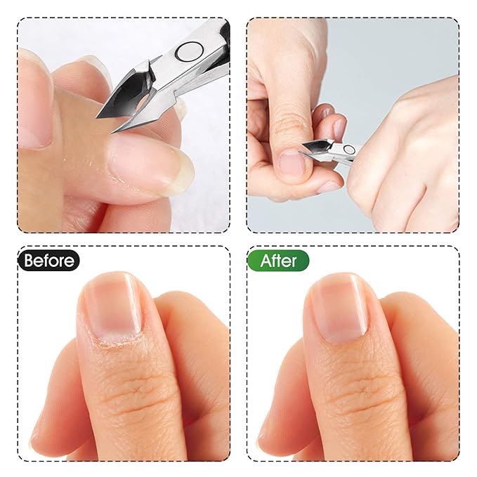 Cuticle Trimmer 3/4 Jaw Extremely Sharp Cuticle Nippers Scissors Stainless Steel Clippers Cutter Remover Pedicure Manicure Nail Tool, opove X7, Space Gray