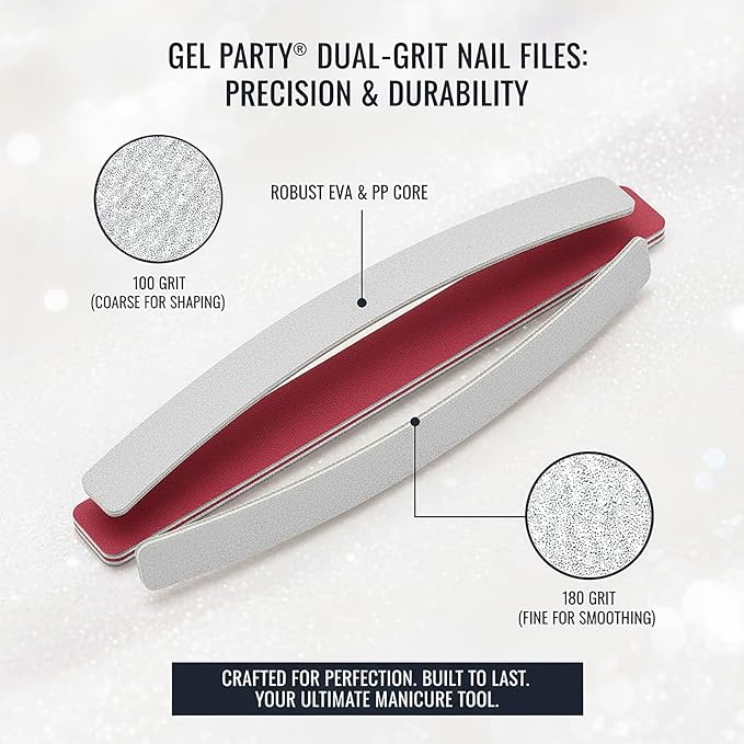 Professional Nail Files and Buffers Kit (12 Pcs) 100/180 Grit Double Sided Emery Boards for Acrylic Gel Nails+Colorful Sanding Buffer Blocks - Washable Manicure Tools for Salon & Home-Set A