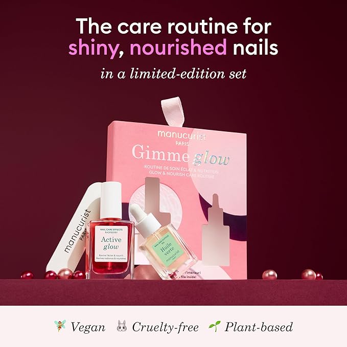 Manucurist Active Glow Raspberry Gift Set and Green Oil – Includes: 1 Care & Makeup Nail Polish, 1 Cuticle Nail Oil, 1 Complimentary Mini Nail File – Nails Care
