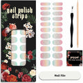Nail Polish Strips (No UV Lamp Needed) - 22 Pcs Salon Quality Gel Nail Stickers - Long Lasting Wraps (Rainbow Basket Blue&Yellow)