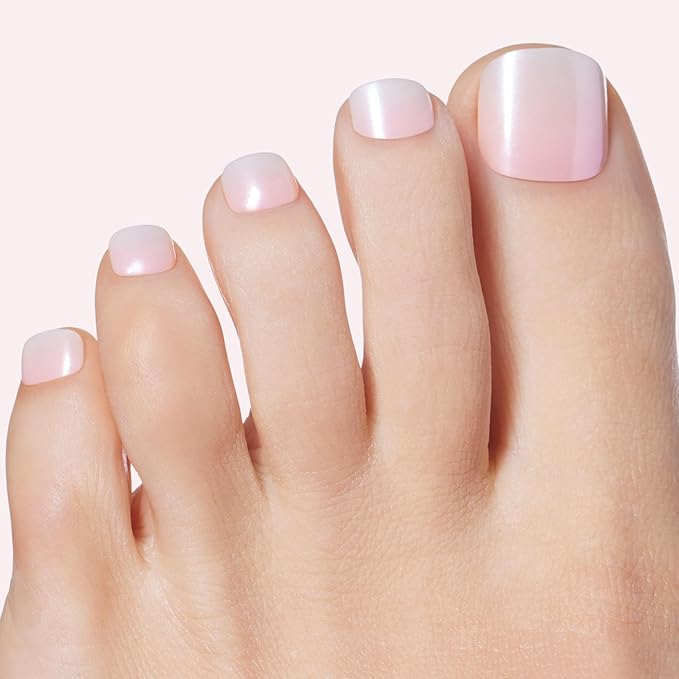 Dashing Diva Magic Press Pedicure Set - Cupids Bow - Press On Nails - Long Lasting Gel - Lasts Up to 10 Days - Summer Gel Set - 4-Piece Pedicure Kit with 24 Nails