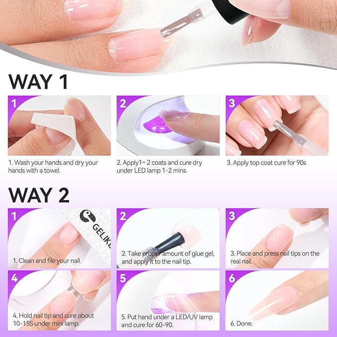 Gelike EC Pro Nail Glue & Strengthener: Nude 6-in-1 Nail Adhesive for Repair - Strengthening & Protein Repair - Perfect for Home & Salon Use 11544 - UV Needed