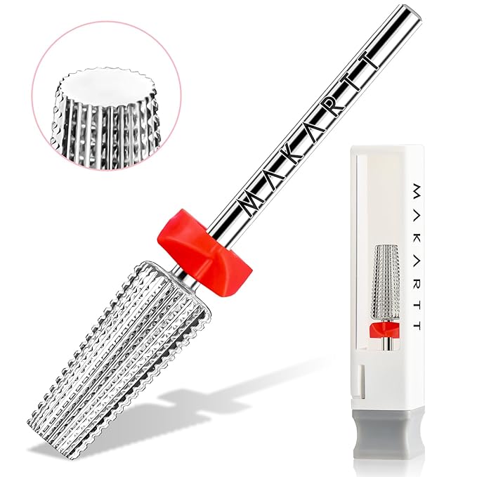 Makartt 5 in 1 Nail Drill Bits,3/32" Shank Tungsten Carbide Tapered Drill Bits for Nails Fast Removing Acrylic Nail Hard Gels Cuticle Professional Nail Efile Bit for Nail Drill Machine(Fine, Silver)