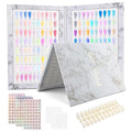 160 Nail Color Book with 240 Flase Tips & 1-200 Number Sticker Labels, Professional Nail Color Chart Display Book Sample for Nail-Gel-Polish