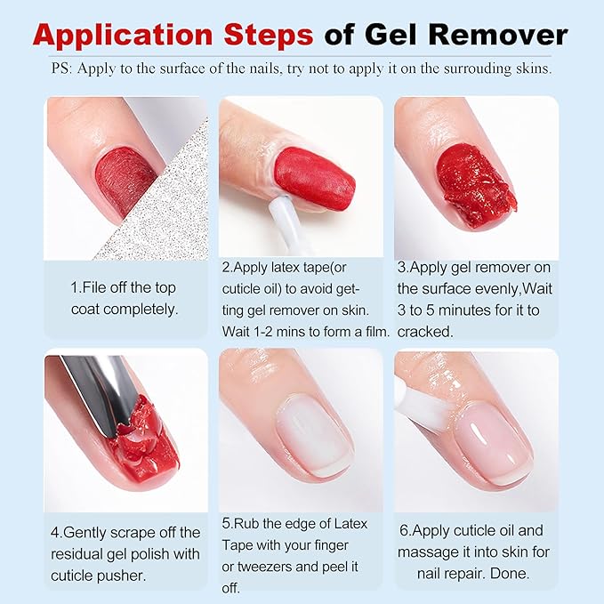 Gel Polish Remover – 45ML, Professional & Fast Gel Remover Kit, Easily Remove Gel Nail Polish in 2-5 Minutes, Gentle, Acetone Free, Not Damage to Natural Nails with Nail Files 3pcs