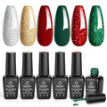 Beetles Valentines Gel Nail Polish, Red Sparkle Green Glitter Gold Silver Gel Polish Dark Red Gel Polish Kits Soak Off Nail Lamp Uv LED Cured for Nail Art Design Gift for Women