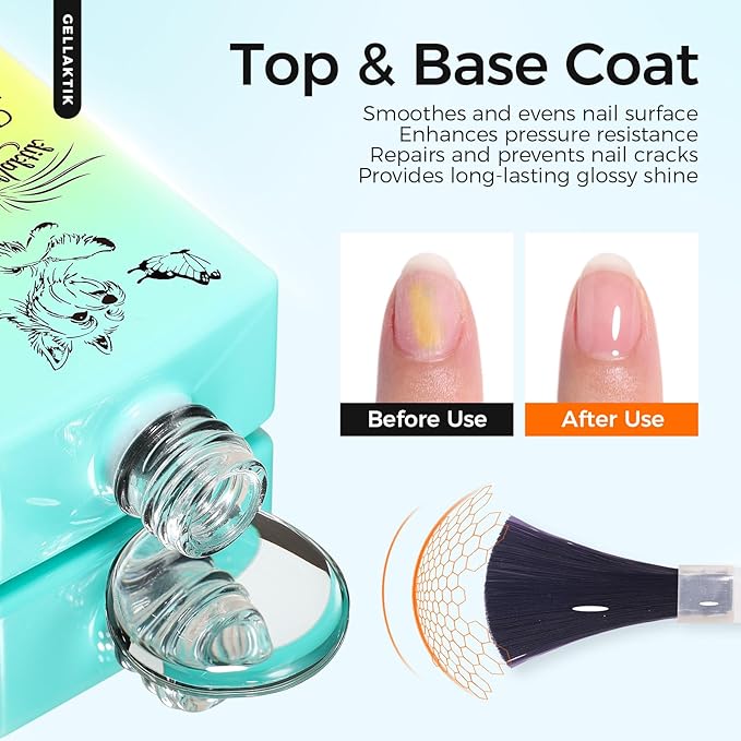 3 Pcs 18ml Gel Base Coat, Builder Gel & No Wipe Top Coat Set - Foundation & Thickening Combination for Long-Lasting Shine, DIY Nail Art, UV/LED Light Cure, Perfect Manicure Gift for Women