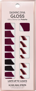 Fall in Line | Dashing Diva Gloss Nail Strip - UV Free, Chip Resistant, Long Lasting Gel Nail Stickers | Contains 32 Nail Wraps, 1 Prep Pad, 1 Nail File