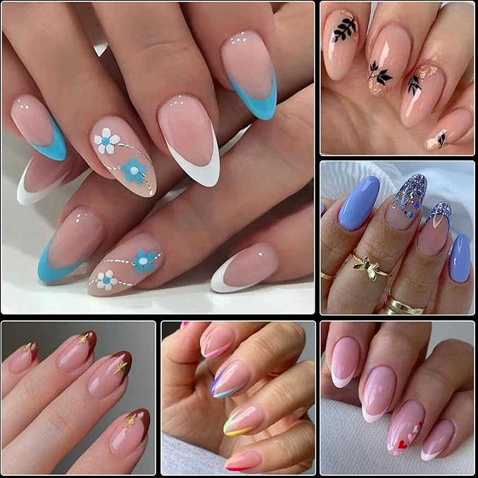LoveOurHome 600pc Short Almond Gel Nail Tips Full Cover Clear Fake Nails XS Stiletto Artificial False Fingernails for Women Gel Acrylic Nails Extension Press on Nails Making