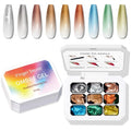 Chrome Metallic Gel Polish, Ombre Nails Colors Palette, Gold Silver Effect 3D Metal Painting Gel Nail Art Reflective Glitter Holographic Liner Sparkling No Wipe UV LED Cured (9 Colors M)