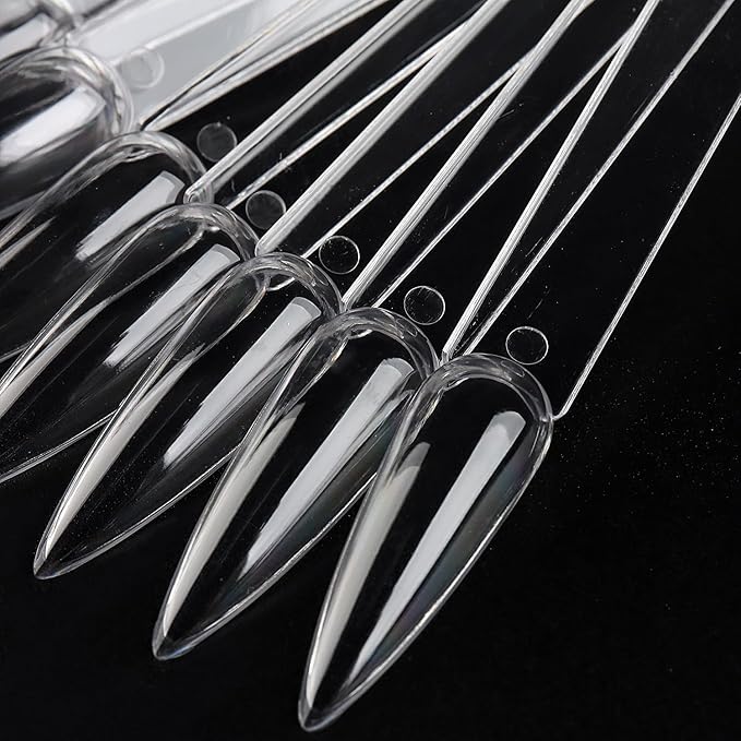 Clear Nail Swatch Sticks with Number Stickers, 50 Pcs Stiletto Nail Sample Swatches for Gel Polish Color Display Practice Nails muestrario de colores para uñas Manicure Supplies