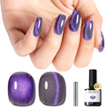 modelones Purple Cat Eye Gel Nail Polish Grey Purple Shimmer 9D Magnetic Cateye Gel Nail Polish UV LED Soak Off Nail Manicure 15ML