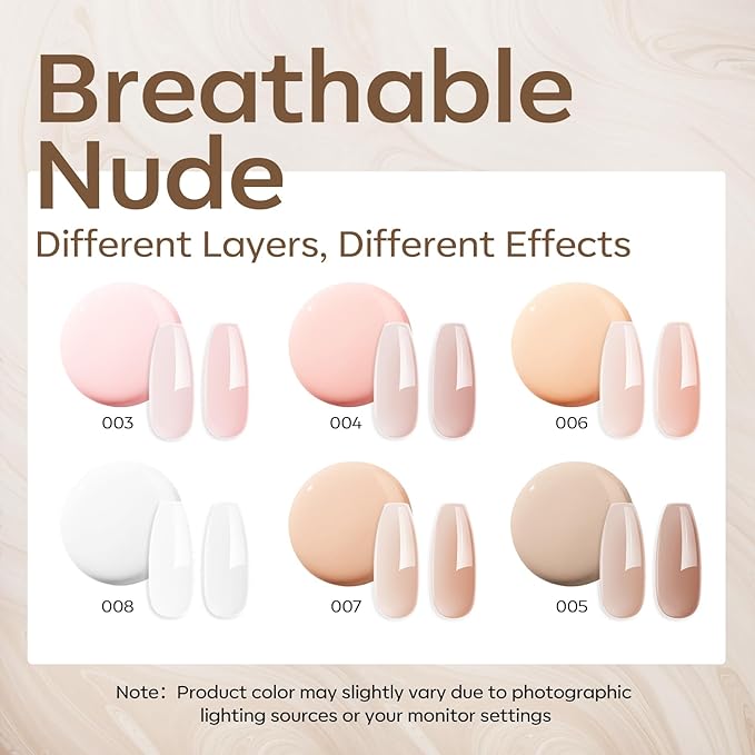 modelones Builder Nail Gel, Base Colors 8-in-One Jelly Caramel Brown Nude Pink Clear Builder Nail Gel Polish for Hard Extension Rubber Lamp Cured 6 Colors