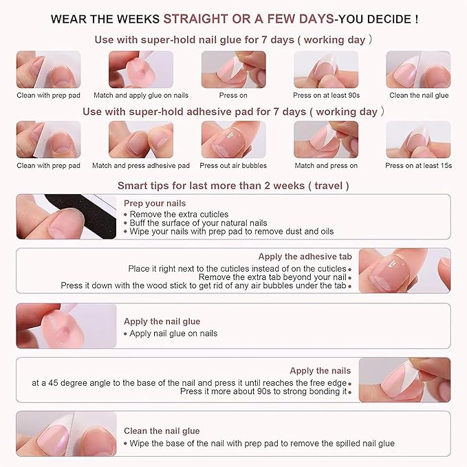 RTKHFZE Gel Press on Nails Short-French Tip Press On Nails Almond,Soft Gel Fake Nails for Women,Natural Reusable Stick On Nails in 16 Sizes - 32 False Nails Kit for Gift Idea