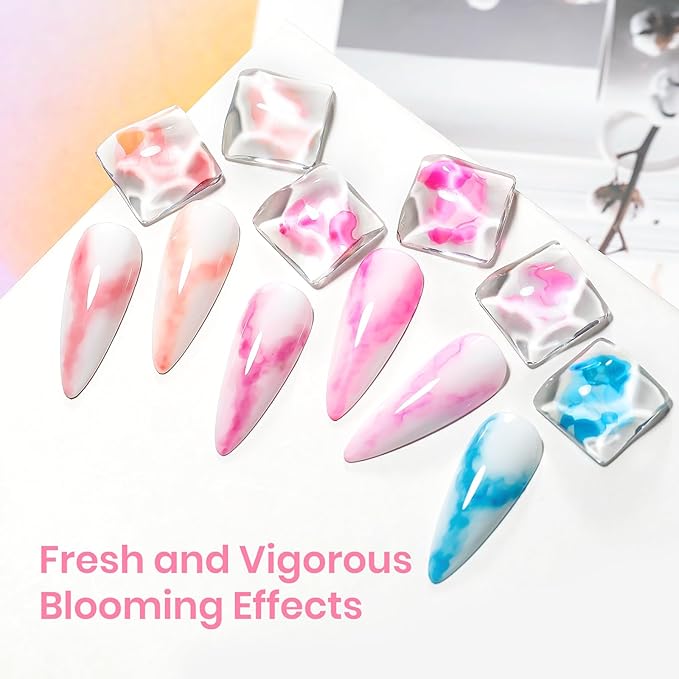 Alcohol Ink for Nails, 12 Colors Marble ink for nails Spring Summer, Marble Nail Art, Quick-Drying Nail Ink for Salon Home DIY 7ml(0.25fl oz)