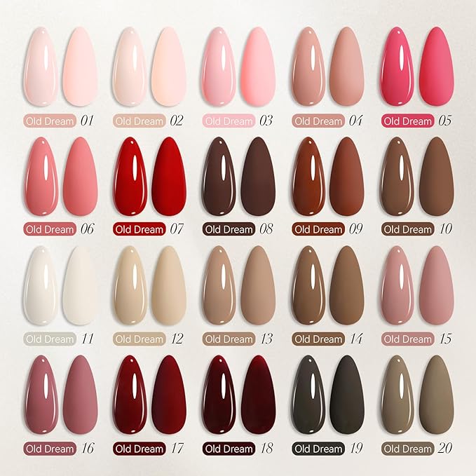 Born Pretty Nude Pink Gel Nail Polish Set 23PCS,Skin Tones Neutral Brown Burgundy Red Gel Polish with Base Gel Glossy & Matte Top Coat Gel Polish Kit for Salon Manicure and Nail Art DIY at Home