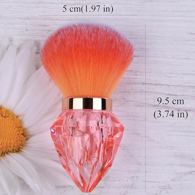 Nail Art Dust Powder Remover Brush Big Rhinestone Handle Nail Dust Cleaner Brush Professional Nail Art Tool for Acrylic Gel Nails