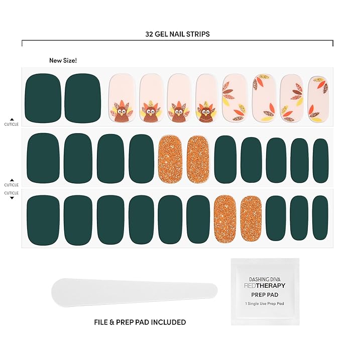 Dashing Diva Gloss Nail Strips - Fowl Play - UV Free, Chip Resistant, Long Lasting Gel Nail Stickers - 3-Piece Manicure Set - Contains 32 Wraps, 1 Prep Pad, 1 File