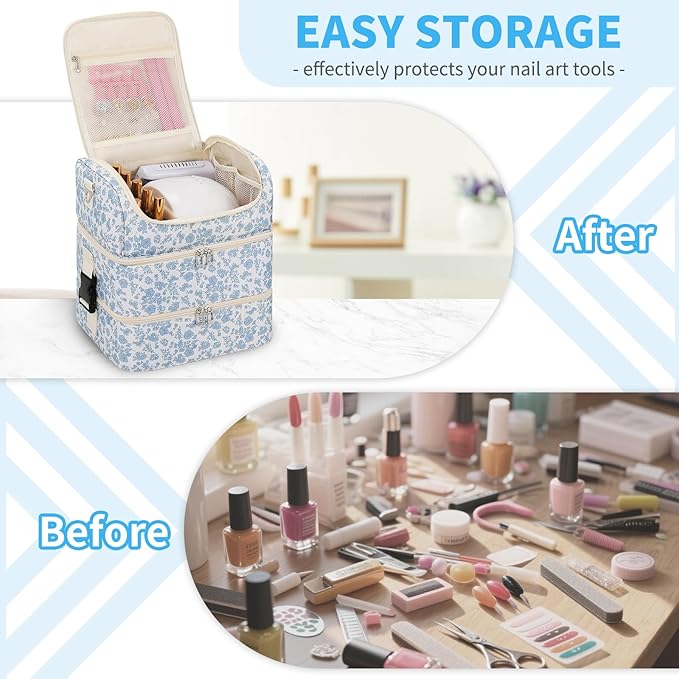 CUBETASTIC Nail Polish Organizer, Nail Supplies Storage Case Holds 86 Bottles Nail Polish & Nail Lamp, Travel Nail Tech Carrying Bag, Nail Kit Bag For Nail Stuff & Manicure Tools