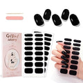 WOKOTO 2 Sheets Semi Cured Gel Nail Strips (Black)-16 Pcs Per Sheet Gel Nail Stickers | Gel Nail Wraps | Uv Light Required, Salon Quality, Real Nail Polish Strips Stick On Nails Kit With Nail File