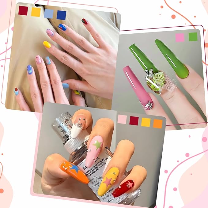 16 Color Acrylic Nail Powder Kit - for DIY Nail French Extensions & 3D Art, No Lamp Needed, Non-Yellowing, Professional Salon Quality, Bubble Free & Long Lasting