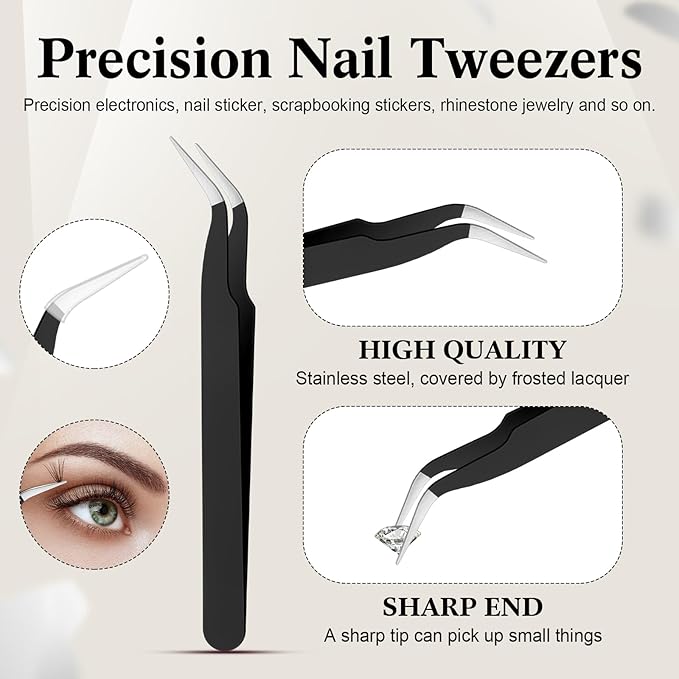 Tatuo Rhinestone Picker Tool Set Wax Pen for Rhinestones Diamond Art Painting Dual Head Dotting Pen with 2 Extra Wax Tips and 1 Nail Art Tweezer for Nail Art DIY Crafts(Black)