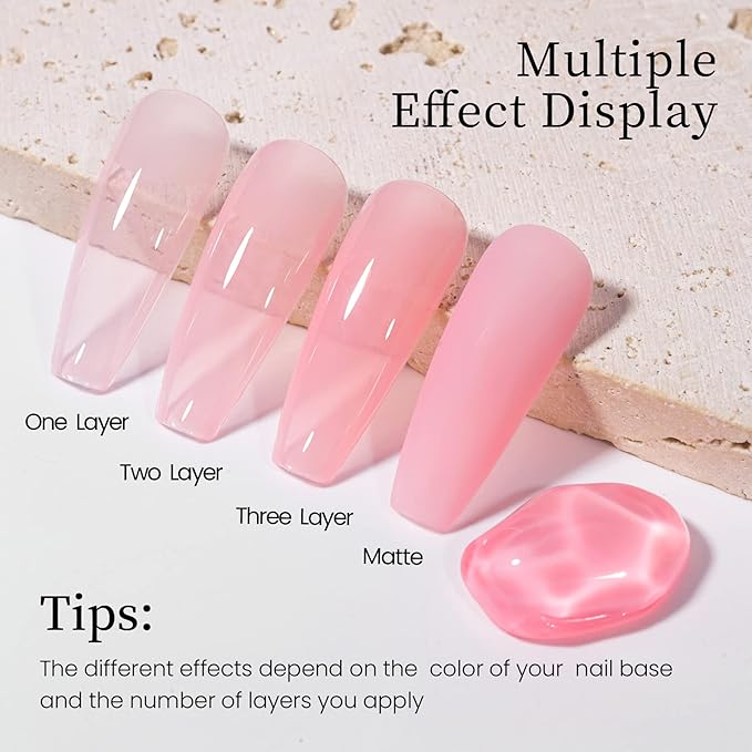 MAYCHAO Jelly Gel Nail Polish 15ML 1Pc Mauve Pink Sheer Nail Polish Soak Off UV LED Nail Gel Polish Nail Art Starter Manicure Salon DIY at Home, 0.5 OZ